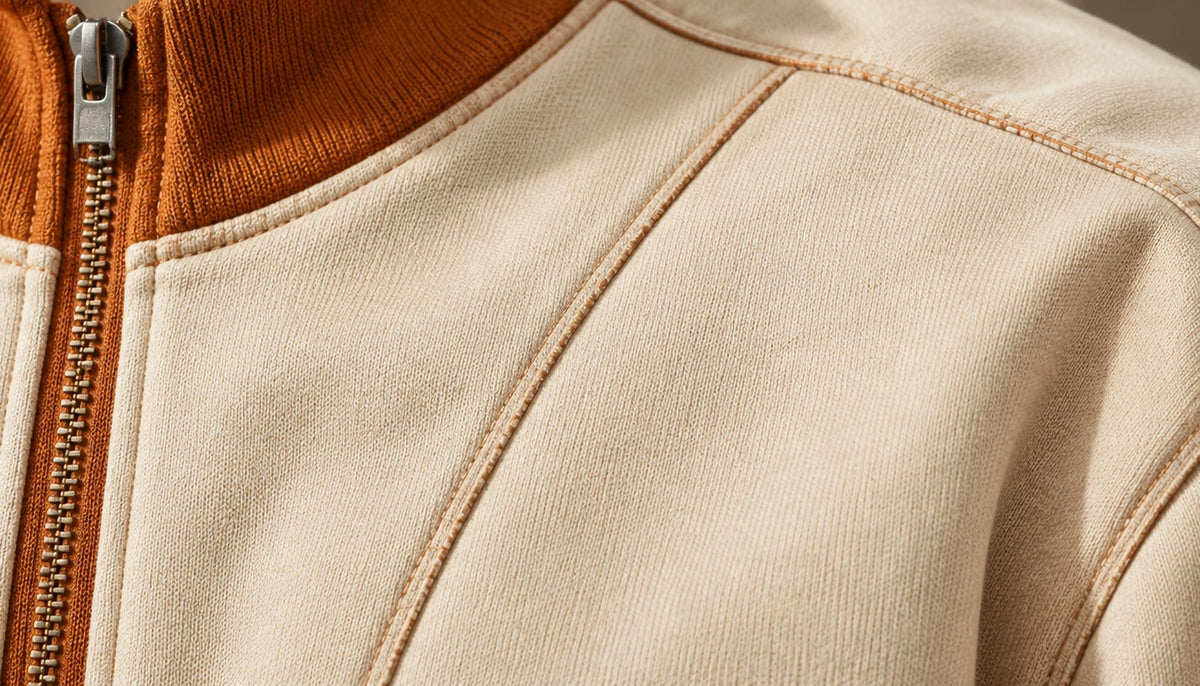 Gros plan sur une surpiqûre contrastée le long d'une couture de panneau.