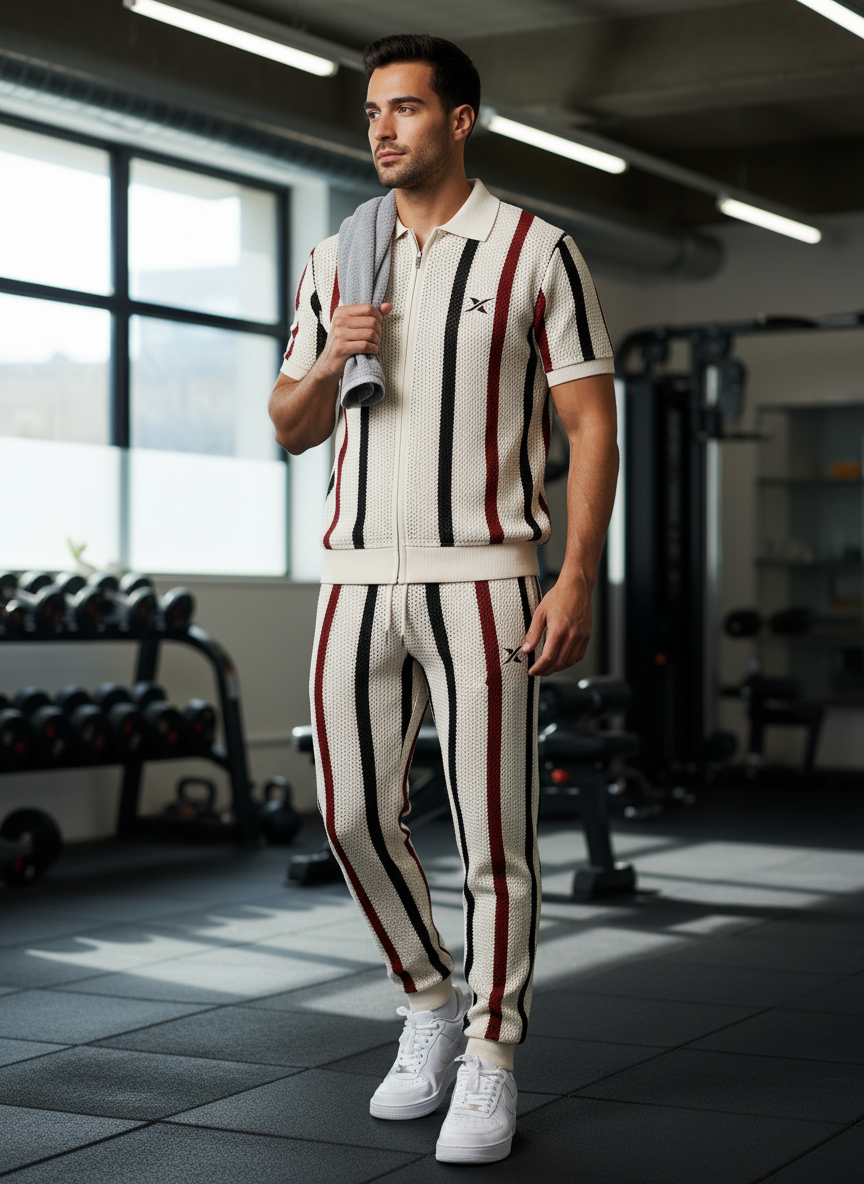Survêtement Riviera Stripe V2 porté en salle de sport.