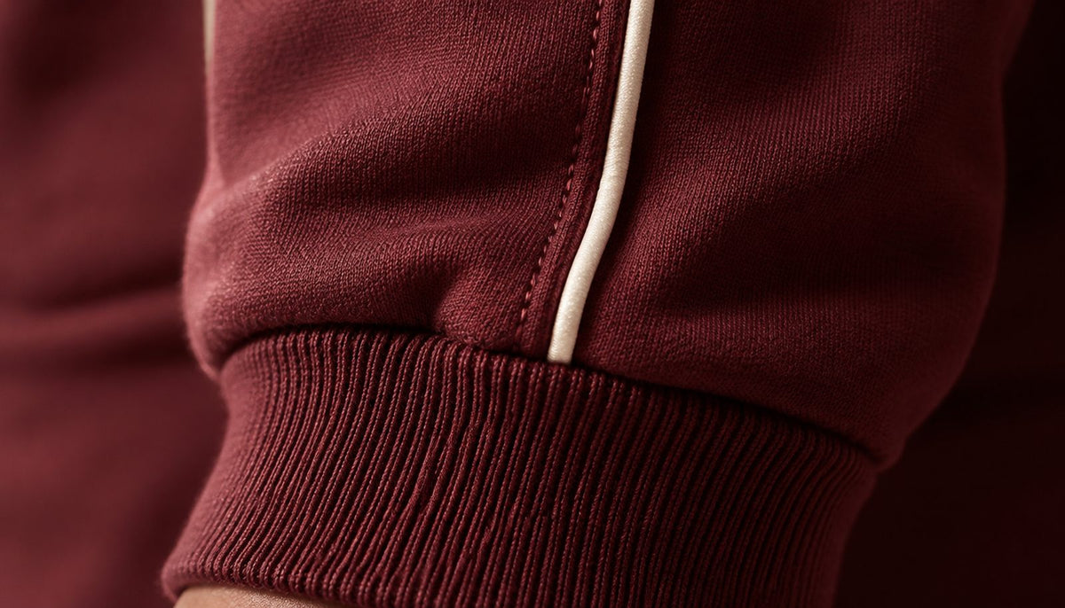 Close-up of the ribbed cuff and the end of the sleeve.