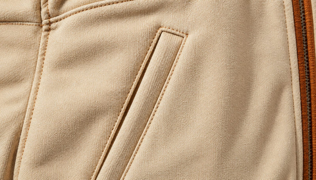 Close-up of a welt pocket and its topstitching.